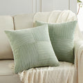 Fancy Homi 2 Packs Sage Green Big Decorative Throw Pillow Covers 24x24 Inch for Living Room Couch Bed, Rustic Farmhouse Boho Home Decor, Soft Corss Corduroy Patchwork Accent Cushion Case 60x60 cm-Ruum Studio Home