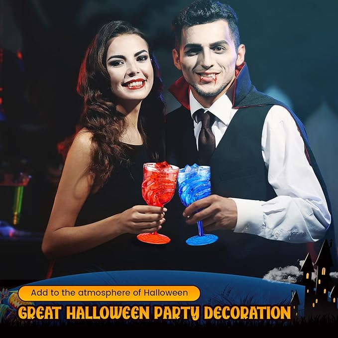 Sliner 24 Pcs Halloween Skeleton Hand Plastic Goblets 12 oz Spooky Skeleton Hand Goblets Halloween Wine Glasses Champagne Glassware Creepy Clear Cups for Party Haunted House, 4 Color-Ruum Studio Home