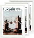 18x24 Poster Frame 3 Pack - White Woodgrain, Solid Wood Gallery Picture Frame - Wall Hanging-Ruum Studio Home