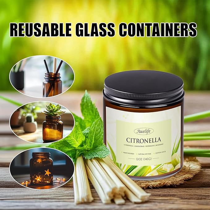 Auelife Citronella Candles Outdoor, 12oz Large 3-Wick Candle for Outside Patio Camping & Garden, Natural Soy Wax Citronella Candle for Summer Gift, Long Lasting for Indoor Home Scented, 50+ Hour Burn-Ruum Studio Home