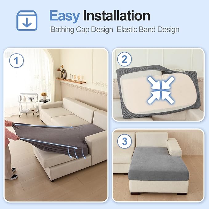 Sectional Couch Covers for L Shaped Sectional Sofa (Left or Right Facing) – Softer Chenille Sofa Covers Washable, Non-Slip Stretch Chaise Slipcover (Only 1 Piece, Dark Grey)-Ruum Studio Home