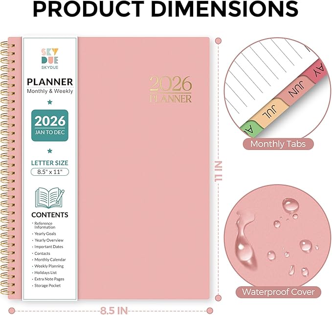 Planner 2026, 8.5" x 11" Monthly & Weekly Planner with Tabs, JAN - DEC 2026, Goal Setting & Time Management Organizer for Professionals & Students-Ruum Studio Home