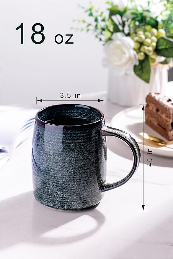 GBHOME Large Coffee Mugs Set of 6, 18oz Handmade Ceramic Coffee Mugs Set with Gradient color for Latte/Tea/Beer/Hot Cocoa, Dishwasher & Microwave Safe,-Ruum Studio Home