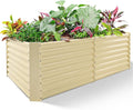 Land Guard 8×4×2ft Galvanized Raised Garden Bed, Planter Boxes Outdoor, Raised Garden Beds Outdoor for Vegetables, Flowers, Herbs, 479 Gallons, Cream Yellow…-Ruum Studio Home