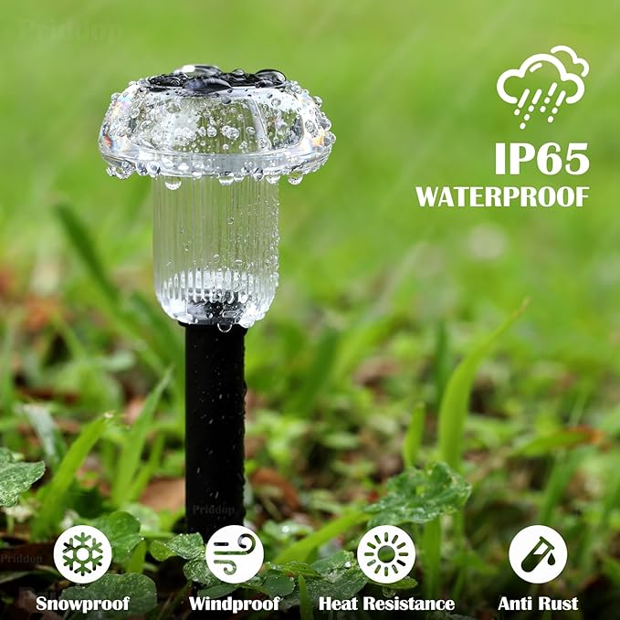 Solar Lights Outdoor Pathway Waterproof 8 Pack Warm White LED Acrylic Mushroom Decorative Garden Lights for Yard Landscape Patio Outside Decor-Ruum Studio Home