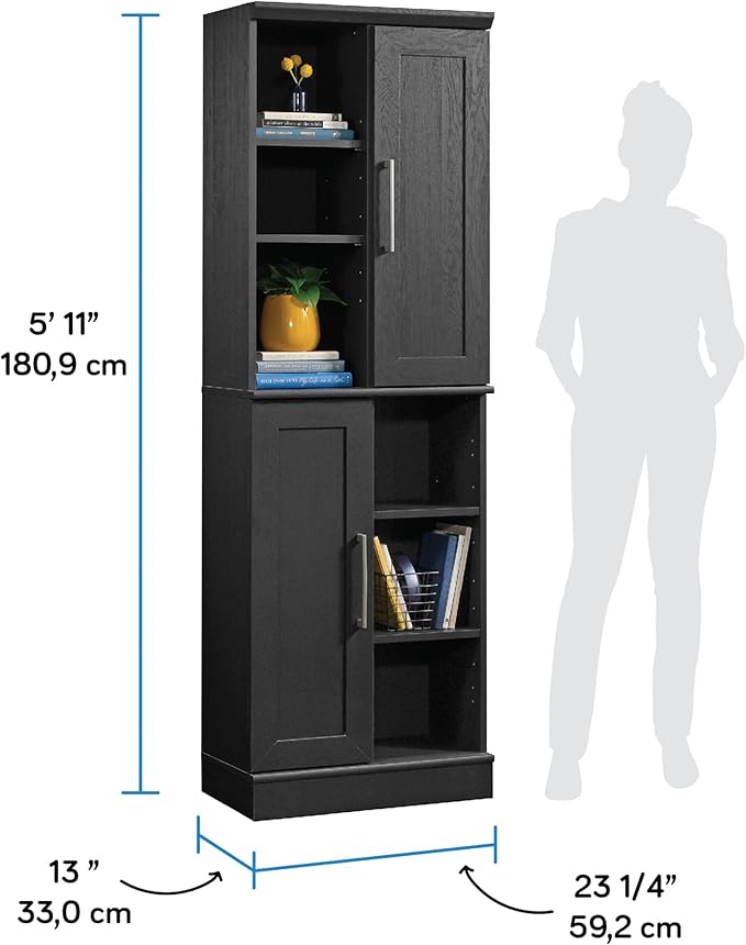 Sauder HomePlus Multi-Room Storage Cabinet with Adjustable Shelves and Door Positioning, Kitchen Laundry Bathroom Pantry Storage Cabinet, in Raven Oak Finish-Ruum Studio Home