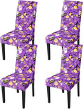 JQinHome Purple Halloween Chair Slipcover, Spider Web Chair Covers Set of 4, High Stretch Washable Chair Protector Cover for Dining Room, Kitchen,Home Party,Wedding Ceremony(Purple Candy,4PC)-Ruum Studio Home