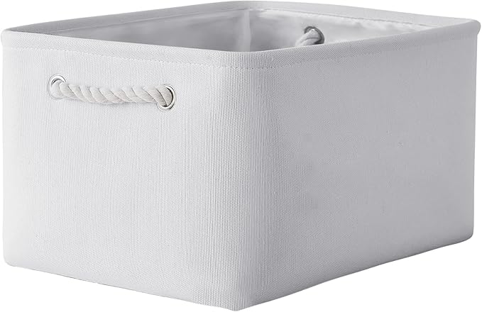 TheWarmHome Fabric Storage Bin, Large 1 Pack 15.7L*11.8W*8.3H Storage Basket for Home Storage and Organization, Shelf Basket with Cover for Living Room Bedroom Closet（White-Ruum Studio Home