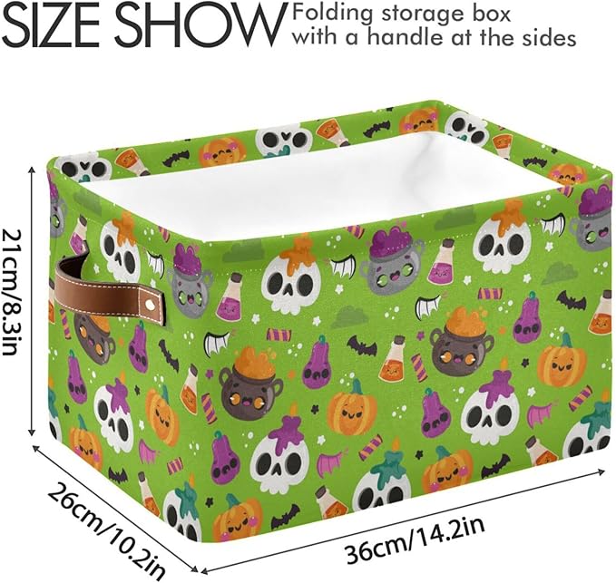 Storage Basket Bin Halloween Horror Pumpkin Organizer Basket Collapsible Shelf Basket Cube with handle for Nursery Bedroom Bathroom-Ruum Studio Home