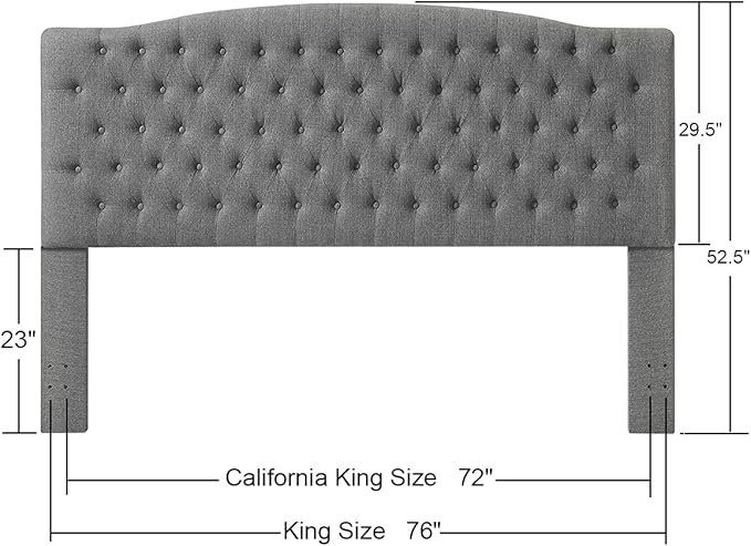24KF Upholstered Tufted Button Linen Fabric Headboard,Comfortable Fashional Headboard King/CA King Size,Granite-Ruum Studio Home