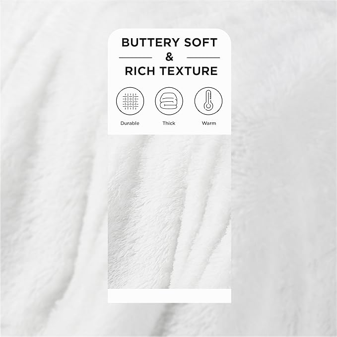 Bedsure GentleSoft Fluffy White Blankets Queen Size for Bed, Thick Sherpa Faux Fur Fleece Fuzzy Plush Winter Warm Heavy Soft Queen Blankets, Bedroom Decor White Gifts Cozy Gifts for Women Men, 90x90-Ruum Studio Home