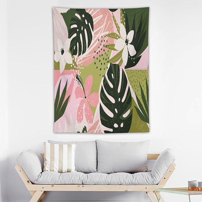 ICMOLYYENLO Tropical Green Plant Tapestry, Green Palm Leaves Natural Landscape Print Wall Tapestry for Bedroom Living Room Dormitory 50x60 Inch-Ruum Studio Home