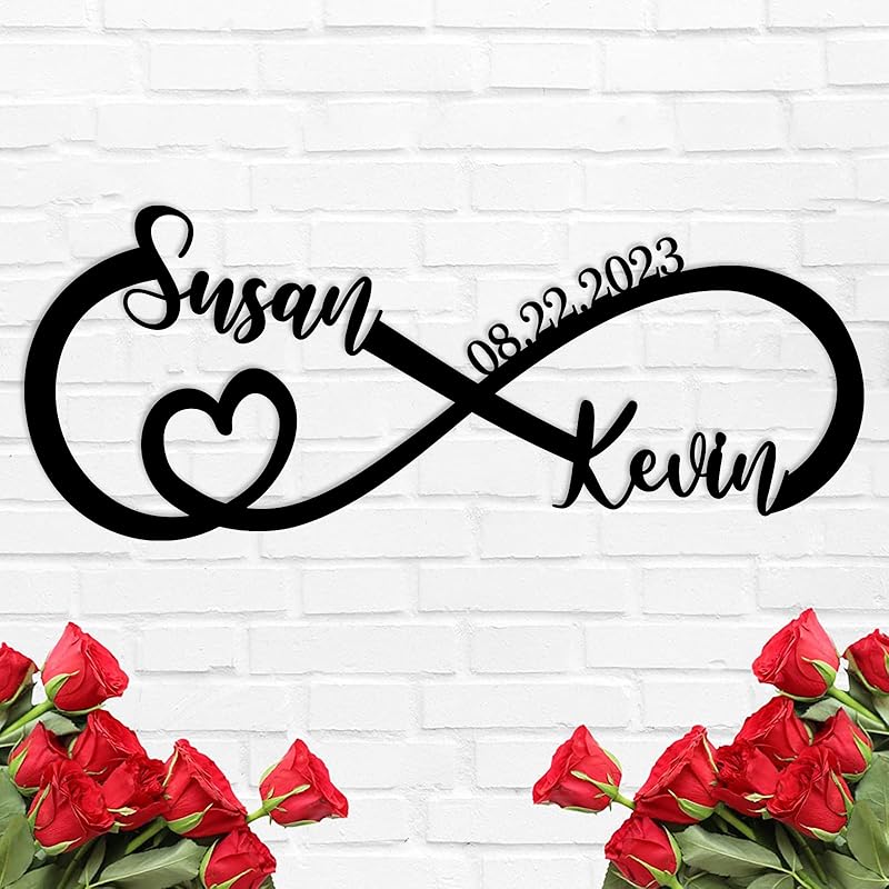 Wedding Gifts for Couples 2025 | Personalized Wedding Gifts | Couples Gift for Her | Anniversary Wedding Date Sign | Engagement Gift | Wall Decor | Bridal Shower Gift | Infinity Metal Sign-Ruum Studio Home