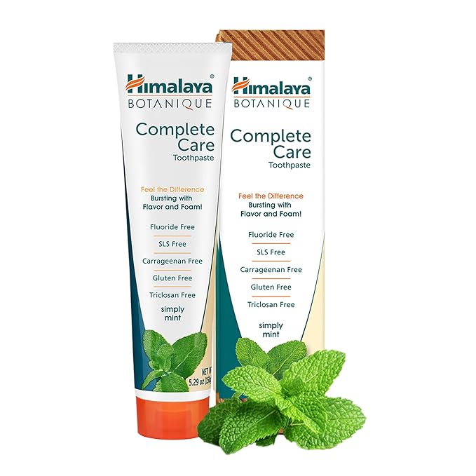Himalaya Botanique Complete Care Toothpaste, Herbal, Mint Flavor, Fights Plaque, Freshens Breath, Fluoride Free, No Artificial Flavors, SLS Free, Cruelty Free, Foaming, 5.29 Oz, 1 Pack-Ruum Studio Home