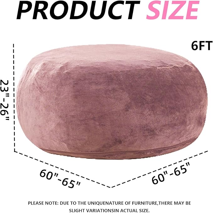 6FT,Oversized Bean Bag Chairs for Adults,Giant beanbag with Filler Included，Fluffy Memory Foam,Soft and Comfy Corduroy Fabric,Gaming Chairs Suitable for Living Room and Bedroom (Pink, 6 Foot)-Ruum Studio Home