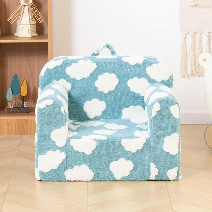 ALIMORDEN Kids Ultra-Soft Snuggle Foam Filled Chair, Toddler Cuddly Reading Couch, Blue-Ruum Studio Home