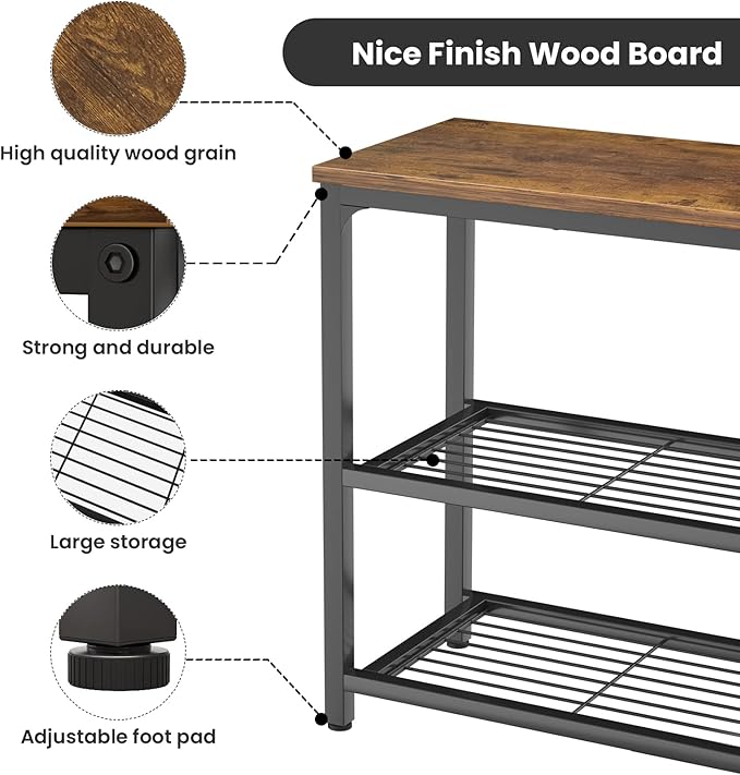 Ecoprsio Small Console Table, Sofa Table with Double Mesh Shelves, Industrial Entryway Table for Entryway, Hallway, Foyer, Front Hall, Sofa Couch, Living Room, Bar, Kitchen, 32 Inch, Rustic-Ruum Studio Home