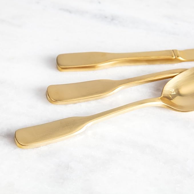 Fortessa Ashton 18/10 Stainless Steel, 2 Piece Serving Set, Brushed Gold-Ruum Studio Home