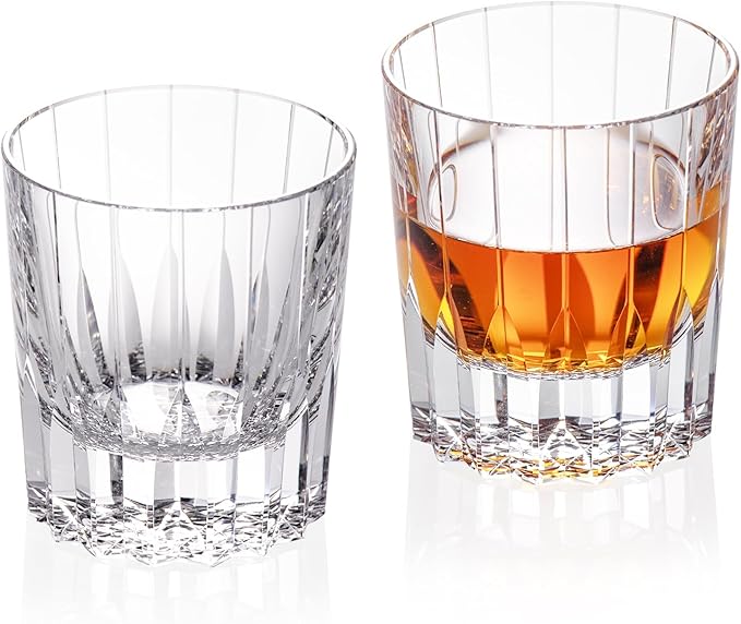 KAMMAK Crystal Whiskey Glasses Set of 2, Handcrafted 7.1oz Old Fashioned Glasses Stemless, Luxury Hand Blown Cocktail Glasses, Scotch Cup for Women, Men Gift for Bourbon Barware, Home Bar-Ruum Studio Home