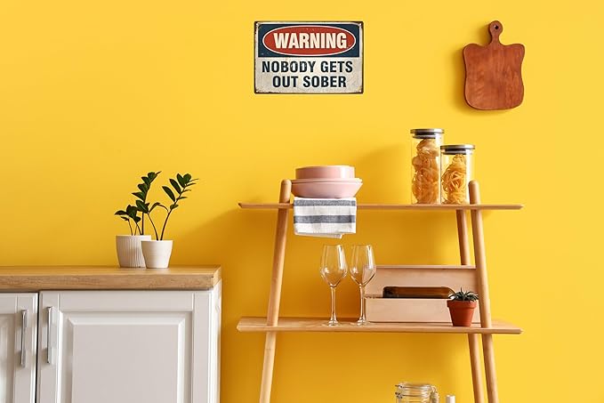 Vintage Tin Sign Retro Metal Funny Warning Signs for Home Decor Stylish Wall Art Plaques Gift for Bathroom Kitchen and Gothic Wall Decor in Every Room 12x8 in-Ruum Studio Home