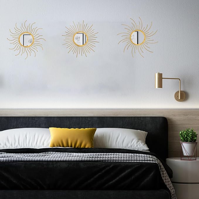 Mirror Decor Sunburst Mirrors Metal Sun Mirror Wall Decor Wall Mirror Home Decorative Wall Art for Living Room Bedroom Entryway-Ruum Studio Home