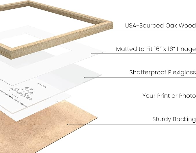 HAUS AND HUES 20x20 Picture Frames Set of 9 - Square Frames 20x20, Picture Gallery Wall Frame Set, 20x20 Frames for Poster, 9 Set of Frames for Gallery Wall, Square Picture Frames (Beige Oak Frames)-Ruum Studio Home