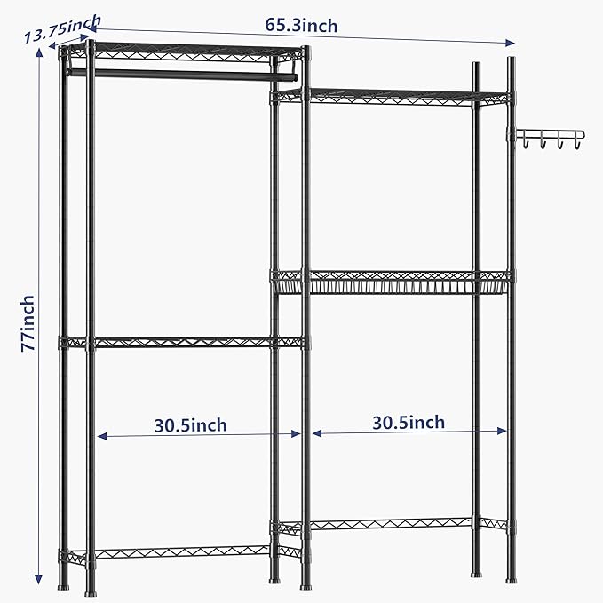 Over Washer and Dryer Shelves,Laundry Room Storage Organization Clothes Drying Rack,4 Tier Adjustable Height Wire Shelving with Wire Basket,Hanger Rod&Hook,Space Saving Shelf-Ruum Studio Home