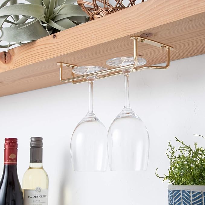 Soro Essentials Set of 2 Brass Plated 10" Glass Hangers, Rust Resistant-Ruum Studio Home