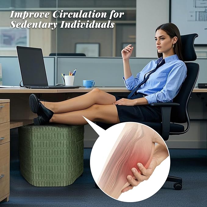 Hexagon Pouf Ottoman Stuffed with 2 Pockets & Handle, Comfort Corduroy Poufs, Non-Slip Foot Stool Storage Ottoman, Foam Floor Poufs Foot Rest for Couch, Bedroom (Green)-Ruum Studio Home