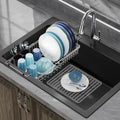 GSlife Expandable Sink Dish Drying Rack - Stainless Steel Capacity Adjustable Over The Sink Dish Rack (13.4''-20.4'') with Sink Mat and Utensil Holder, Silver-Ruum Studio Home