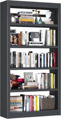 Bookcase, 5-Shelf Industrial Bookshelf, Large Storage Space, Adjustable Bookshelves, Perfect for Living Room, Home Office, Garage, Ideal for Home Office Upgrade-Ruum Studio Home