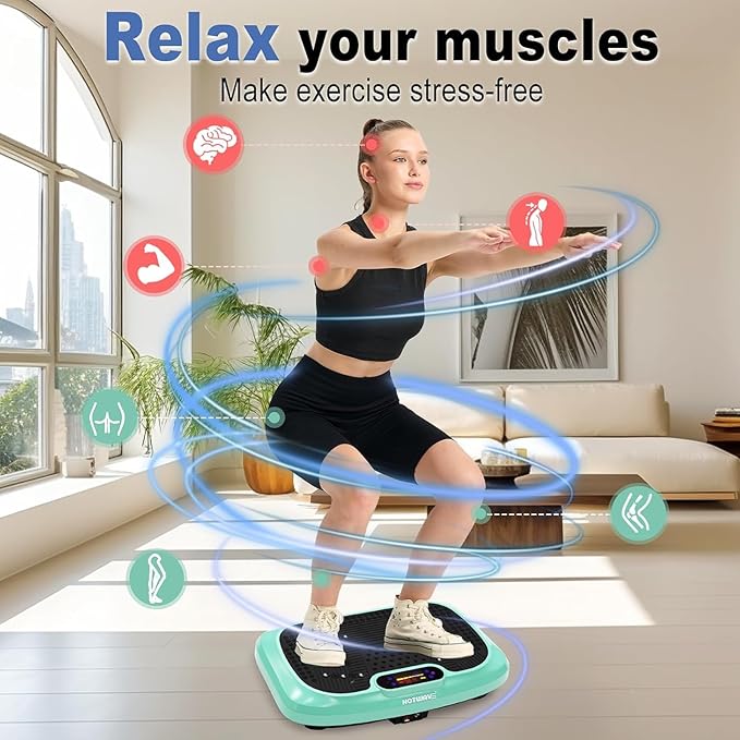 HOTWAVE Vibration Plate Exercise Machine for Lymphatic Drainage, Power Vibrating Plates Platform for Weight Loss - Whole Body Shaker Vibration Plate Machine Home Gym Shaping Fitness Workout-Ruum Studio Home
