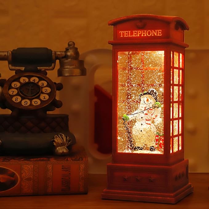 House & Garden Decoration,Christmas Lantern with 8 Pieces of Music,Sparkling Crystal Keep Circling Around The Snowman Families Music Box as a (Snowman)-Ruum Studio Home