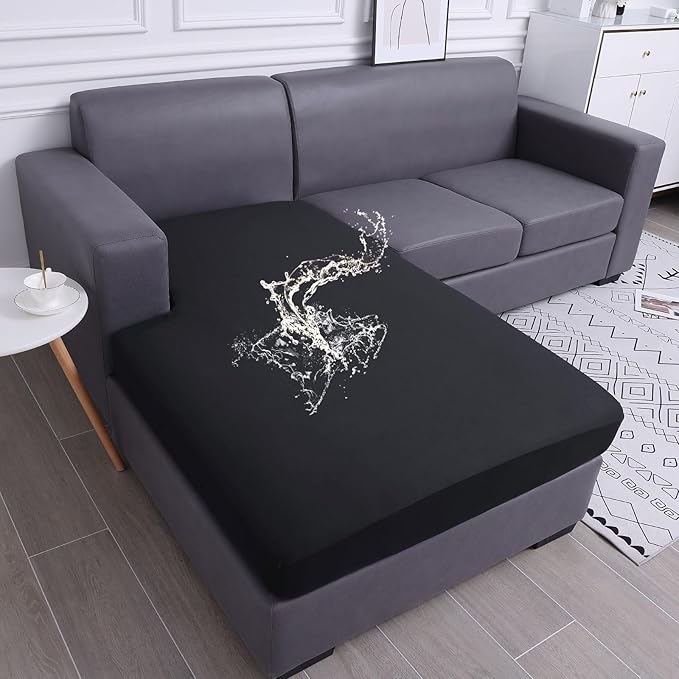 hyha Waterproof Couch Cushion Covers, Sectional Sofa Slipcovers Washable, L Shape Chaise Dog Couch Covers for Sectional Sofa, Universal Furniture Protector (1 Piece for Chaise, Black)-Ruum Studio Home