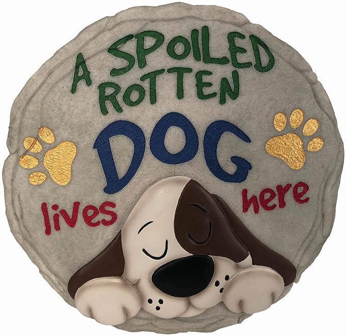 Spoontiques - Garden Décor - Spoiled Rotten Dog Stepping Stone - Decorative Stone for Garden-Ruum Studio Home