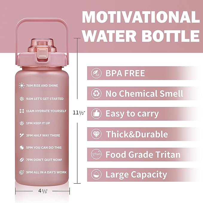 64oz,100oz,128oz Large Motivational Water Bottle with Time Marker, Leakproof & BPA Free Half Gallon Big Water Bottle with Straw Handle Tritan Frosted Water Jug for Gym,Fitness,Outdoor Sports-Ruum Studio Home