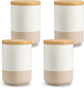 vancasso Sabine Ceramic Canister Set with Airtight Wood Lids - 4-Piece Small Kitchen Storage for Coffee, Sugar, Tea & Spices (18 oz Each) - Compact Countertop Jars-Ruum Studio Home