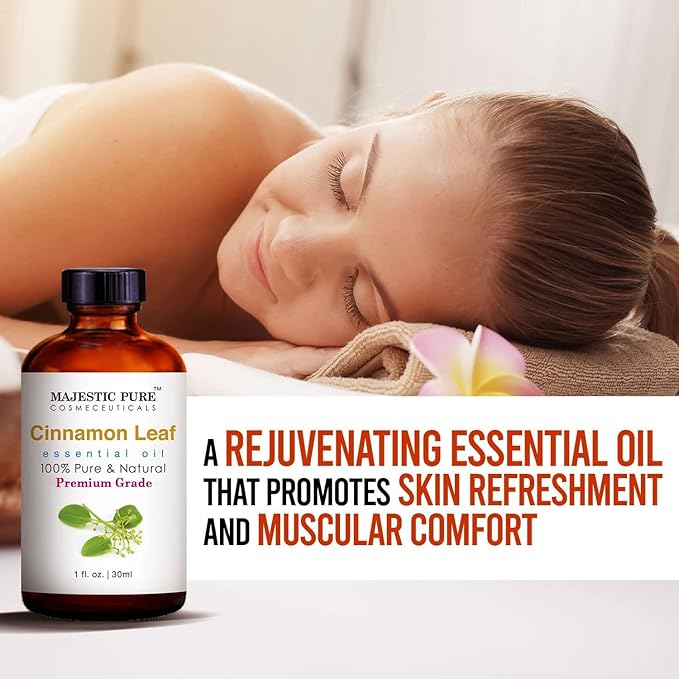 Majestic Pure Cinnamon Essential Oil with Glass Dropper - 1 Fl Oz - 100% Pure and Natural Cinnamon Oil - Premium Grade Essential Oils for Diffuser, Aromatherapy, Soap and Candle Making-Ruum Studio Home