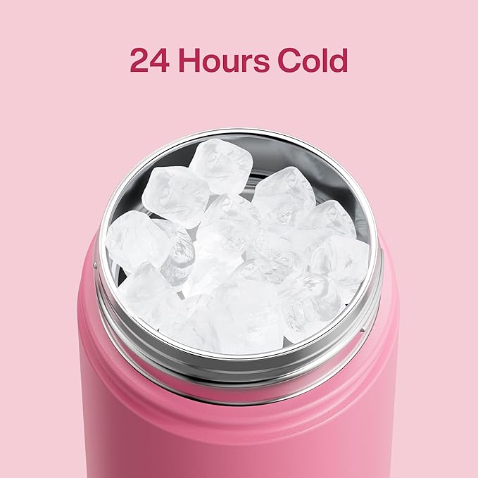 Kids Insualated Water Bottle with Straw - 12oz Stainless Steel Water Bottle with Dual Spouts, Leak-Proof, BPA-Free, Double Wall Vacuum Keeps Cold for 24 Hours for Sports, Travel, School (Tulip)-Ruum Studio Home