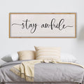 LuZhiQiang Stay Awhile Home Sign Wall Decor 40"X15" Large Solid Wood Frame For Hallway Living Room Entryway Wall Art Hanging (Wood)-Ruum Studio Home