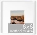 HAUS AND HUES 8x8 White Metal Picture Frame Matted to 4x4 - Features Premium Aluminum, Shatterproof Plexiglass - Ideal for Home, Room, Office (8x8 in, White, Set of 1)-Ruum Studio Home