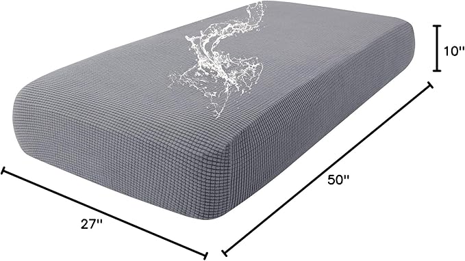 hyha Waterproof Couch Cushion Covers for Pets, Non Slip Sofa Seat Cover for Dogs Washable, Soft Thick Stretch Jacquard Fabric, Sofa Slipcovers with Elastic Bottom (1 Piece for Medium, Middle Grey)-Ruum Studio Home