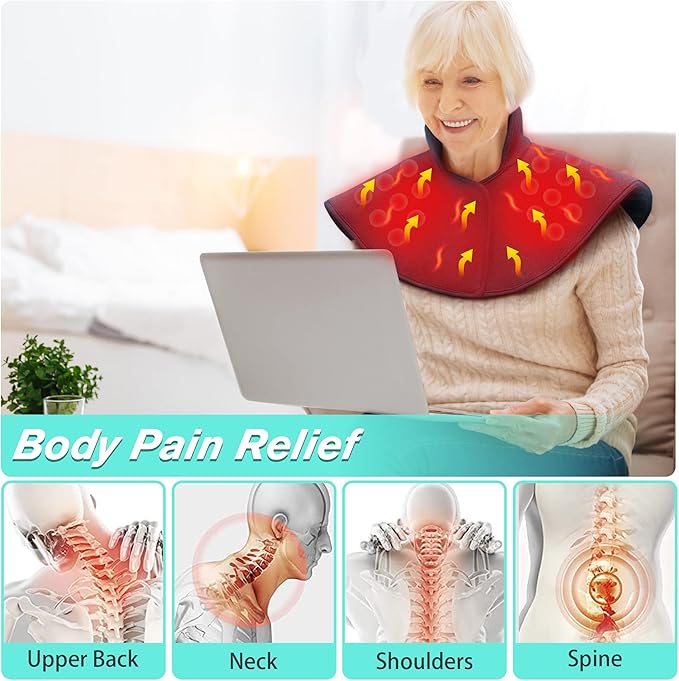 UTK Heating Pad for Neck and Shoulders,Natural Jade Tourmaline,Upgrade Size to Cover More Areas of Neck,Shoulder,Shoulder Blade and Back(23''x 24'')|Gift for Dad-Ruum Studio Home
