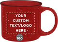 DISCOUNT PROMOS Custom Ceramic Campfire Coffee Mugs 13 oz. Set of 100, Personalized Bulk Pack - Perfect for Tea, Espresso, Cappuccino, Hot Cocoa - Red-Ruum Studio Home