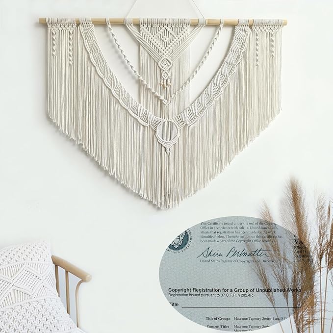 Achart Macrame Wall Hanging Large- Boho Wall Decor- large wall art- Wall Decor Living Room- Macrame Tapestry Boho Decor for Bedroom (Beige-O)-Ruum Studio Home