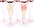 Prestee Set of 24 Plastic Champagne Flutes Disposable - Silver Glitter Pink Champagne Glasses with Rose Gold Rim, Elegant Toasting Cups for Weddings, Cocktail Parties, New Year's Celebrations-Ruum Studio Home