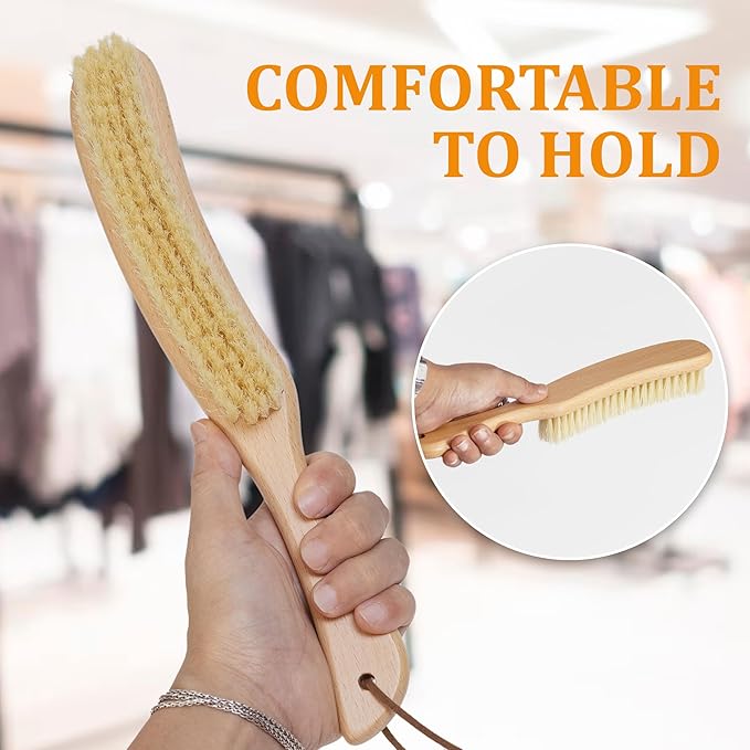 TAKAVU Clothes Brush Hat Brush, White Boar Bristle Lint Brush with Large Beech Wood Handle - Perfect for Pet Hair, Suits, Velvet, Cashmere, Wool, Suede, Shoe - Effective Lint Remover-Ruum Studio Home