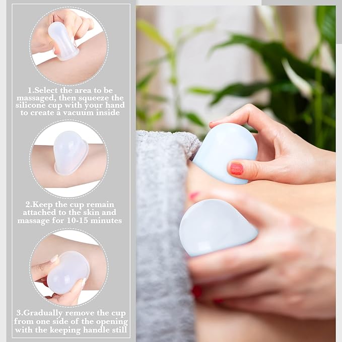 16 Pcs Silicone Cupping Therapy Set Anti Cellulite Cup Vacuum Suction Massage Cup Silicone Cupping Therapy Set for Cellulite Reduction Myofascial Release Massage Therapist Home Use (Clear)-Ruum Studio Home