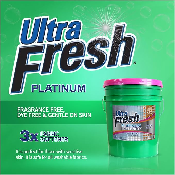 Ultra Fresh 5 Gallon Platinum Fabric Softener for All Machine Types, Liquid Laundry Softener, Up to 640 Loads, Tropical Escape-Ruum Studio Home