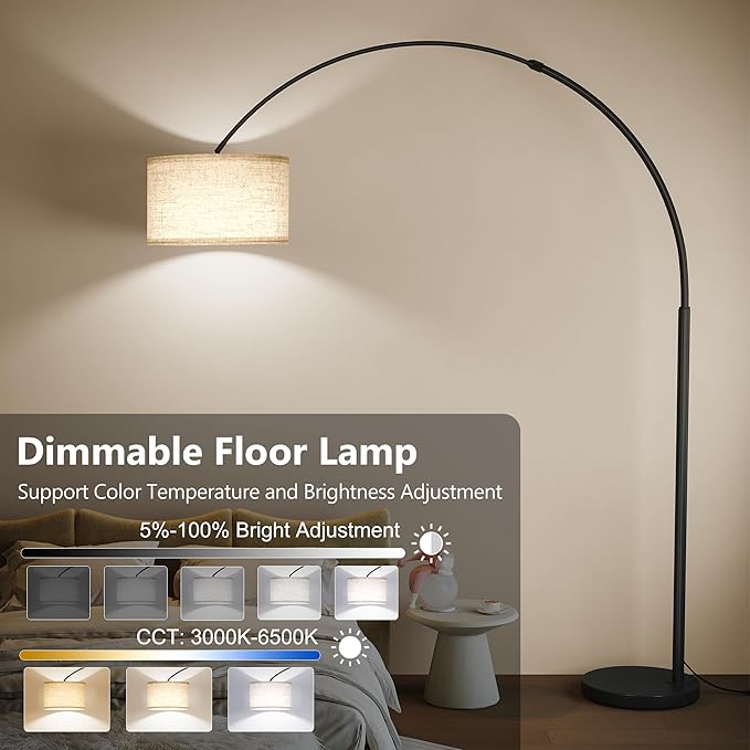 SUNMORY 82" Tall Arc Floor Lamps for Living Room, Large Floor lamp with Remote Control, Modern Curved Floor lamp, Corner Lamp for Dining Room, Office-Ruum Studio Home